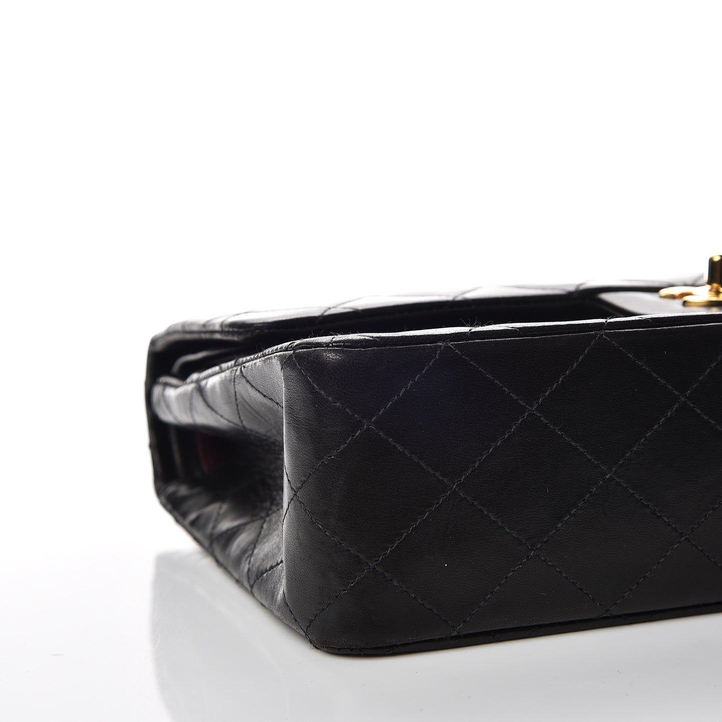 Lambskin Quilted Medium Double Flap Black