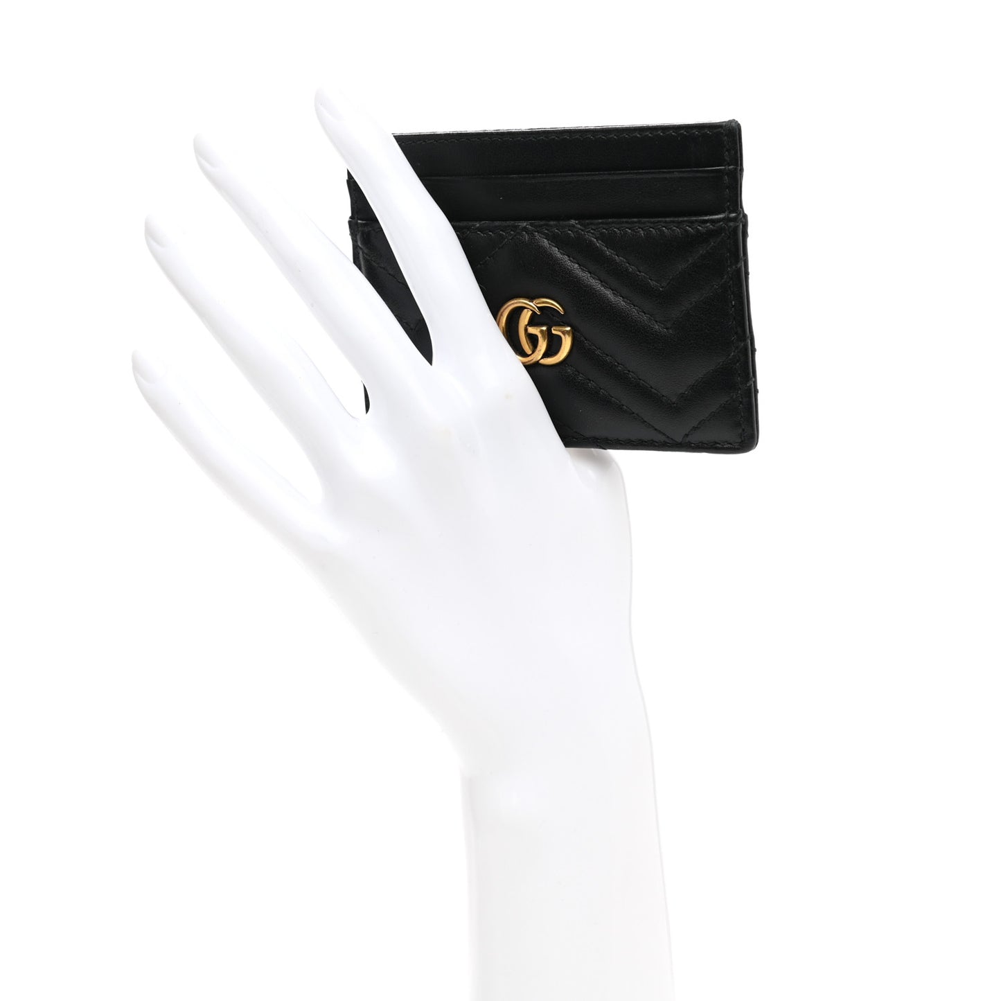 Calfskin Matelasse GG Marmont Card Holder Black