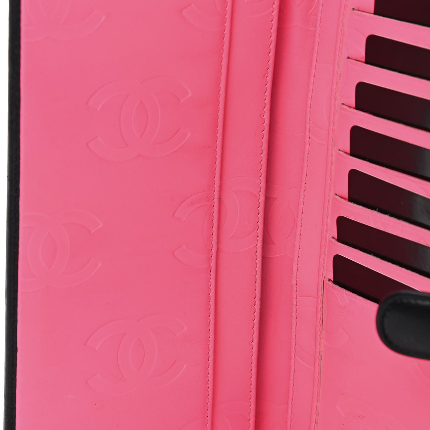 Calfskin Quilted Cambon Long Double Wallet Black