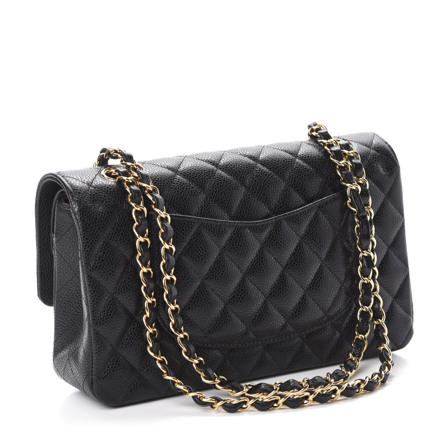 Caviar Quilted Medium Double Flap Black