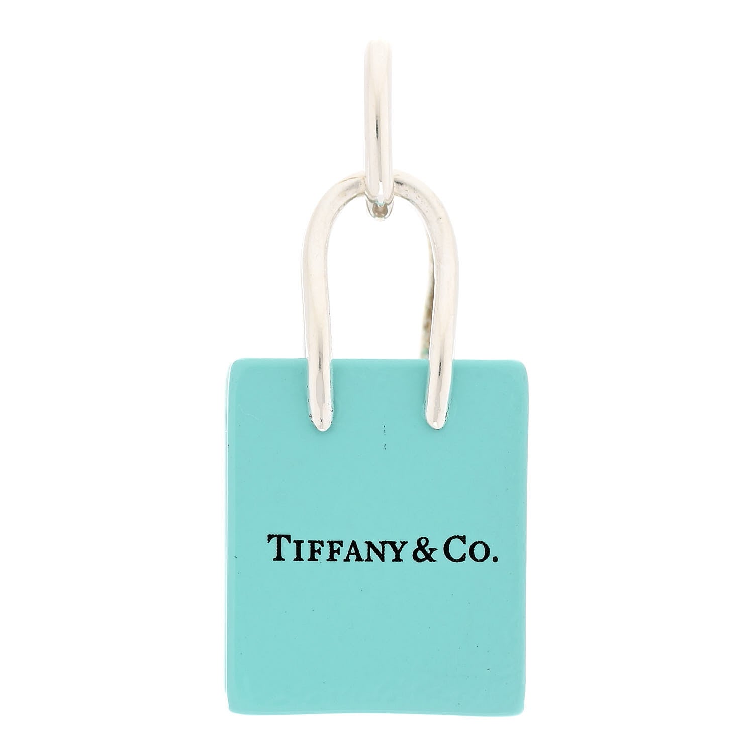 Tiffany Sterling Silver Enamel Shopping Bag Charm Pendant 1 of 3