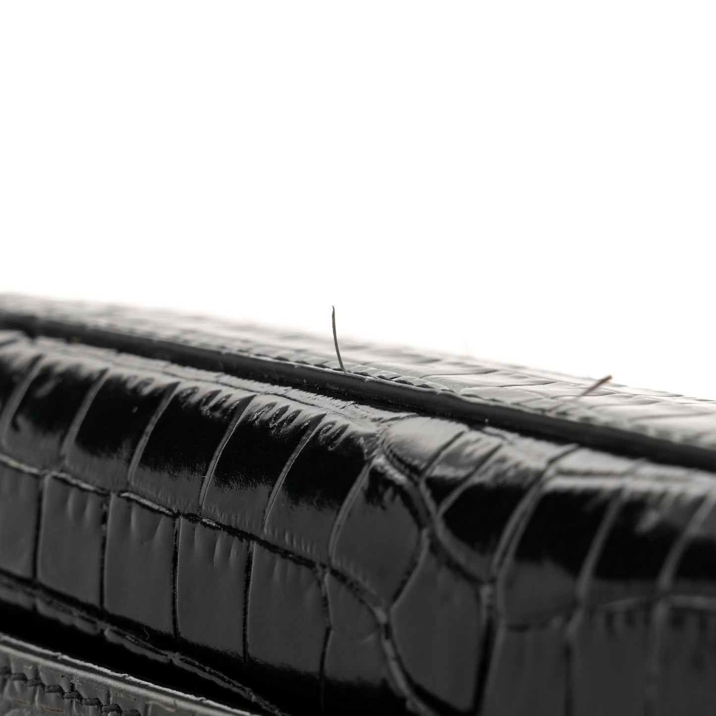 Calfskin Crocodile Embossed Medium Classic Monogram Kate Tassel Satchel Black