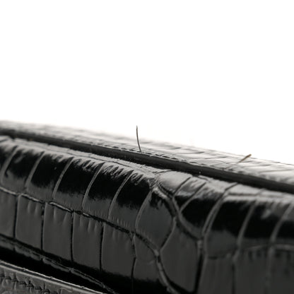 Saint Laurent Calfskin Crocodile Embossed Medium Classic Monogram Kate Tassel Satchel Black 12 of 13