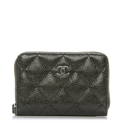 Chanel Metallic Caviar Quilted Zip Coin Purse Dark Charcoal 1 of 8