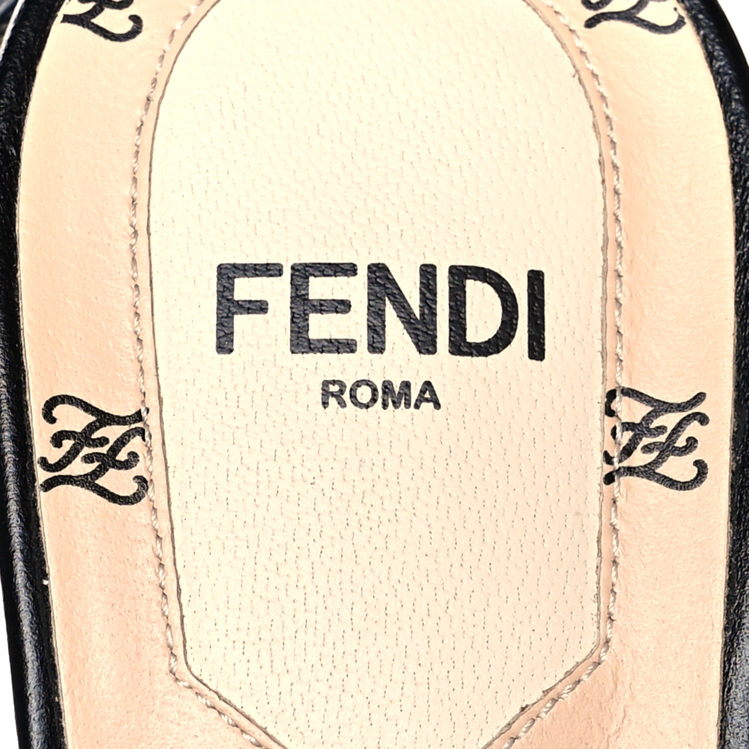 Fendi Calfskin Karligraphy Embossed Ffreedom Slingback Sandals 37 Black 7 of 7