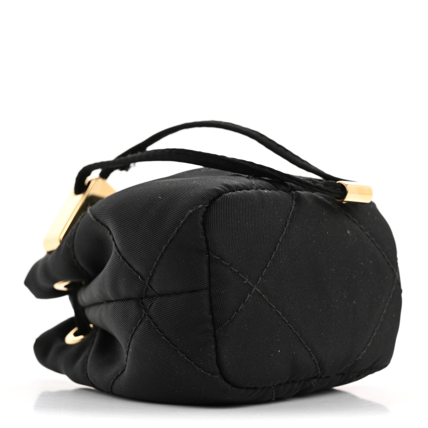 Prada Re-Nylon Quilted Metal Triangle Logo Mini Drawcord Pouch Shoulder Bag Black 4 of 16