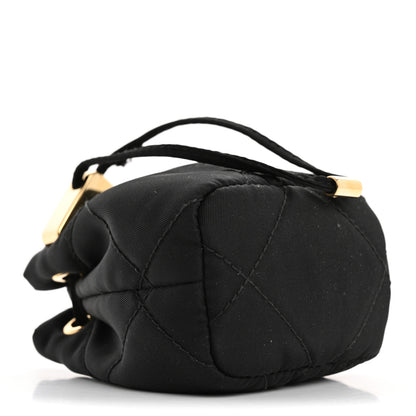 Prada Re-Nylon Quilted Metal Triangle Logo Mini Drawcord Pouch Shoulder Bag Black 4 of 16