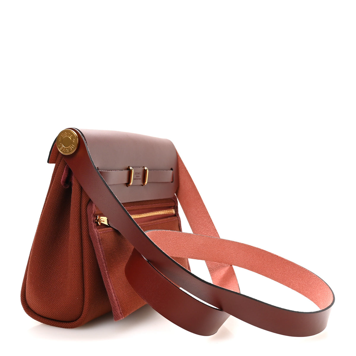 Hermes Military Toile Vache Hunter Herbag Zip Retourne 20 Rouge H 3 of 10