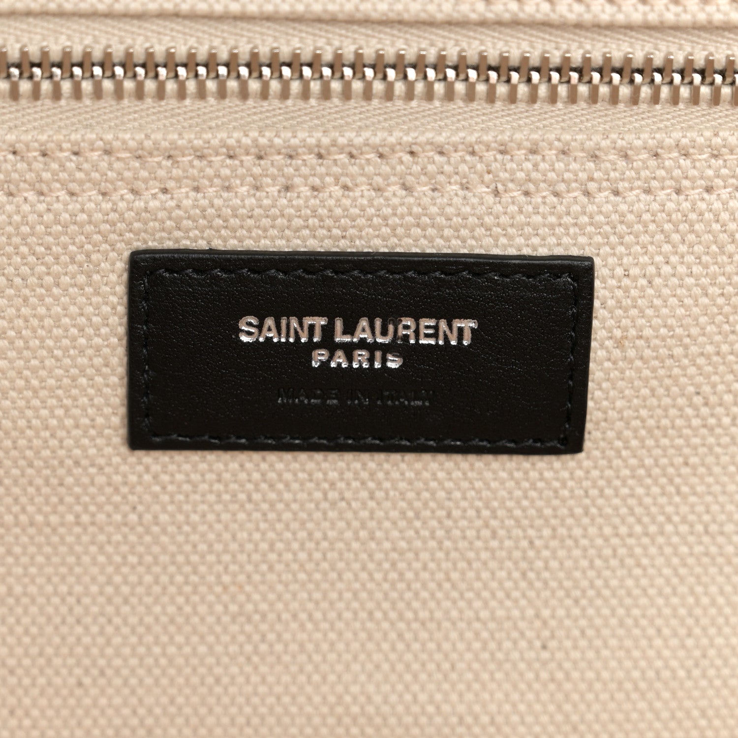 Saint Laurent Linen Calfskin Rive Gauche Maxi Tote Grege et Noir 6 of 9