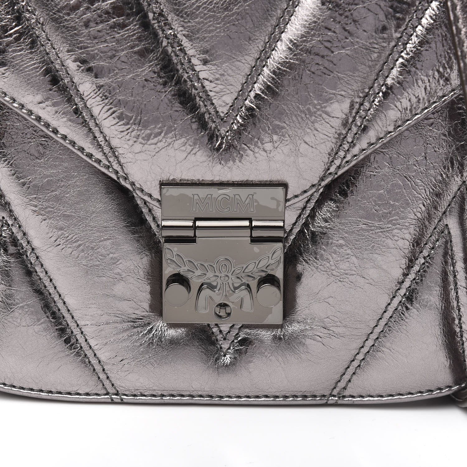MCM Metallic Calfskin Quilted Patricia Crossbody Bag Berlin Silver 12 of 12