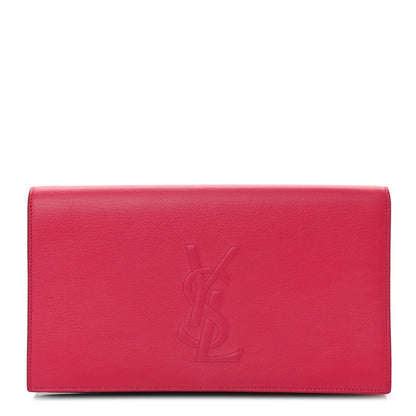 Saint Laurent Calfskin Monogram Large Belle De Jour Clutch Lipstick Fuchsia 1 of 11