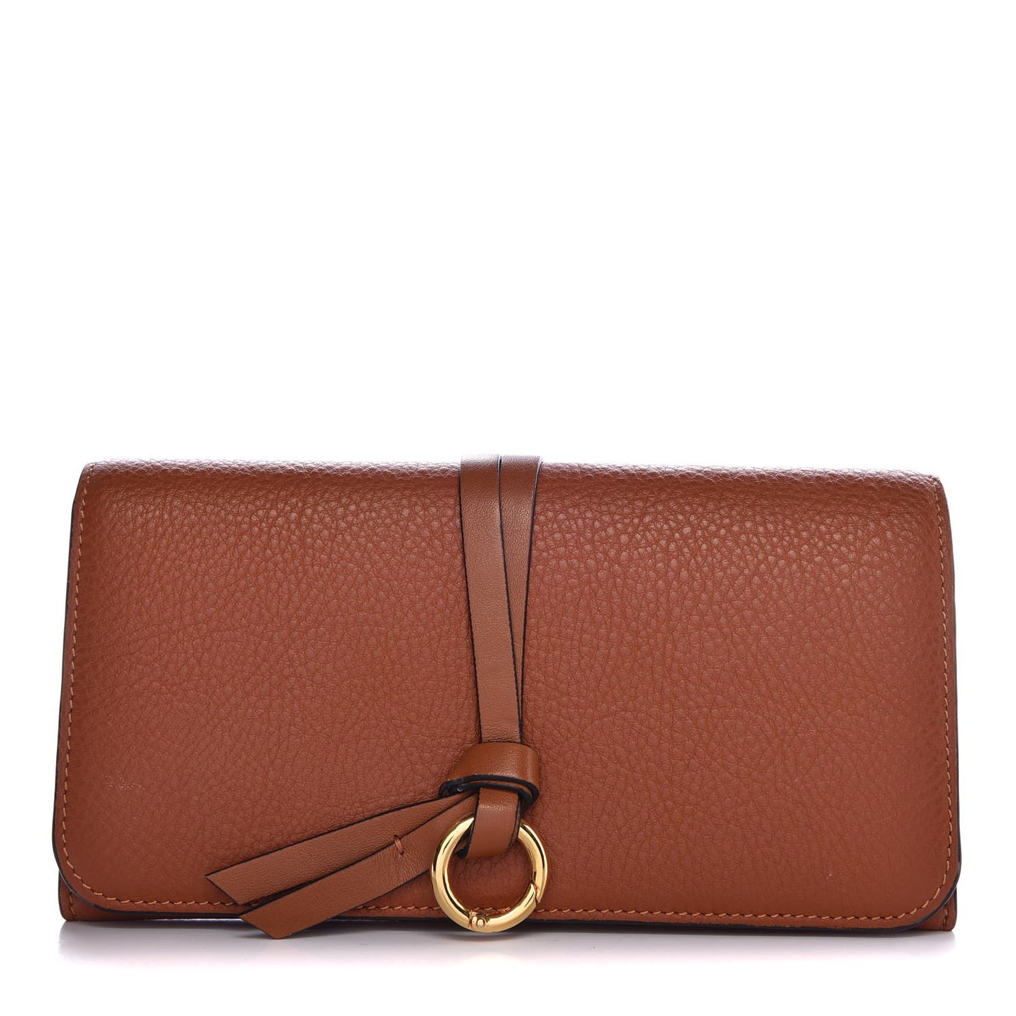 Calfskin Alphabet Long Wallet Brown
