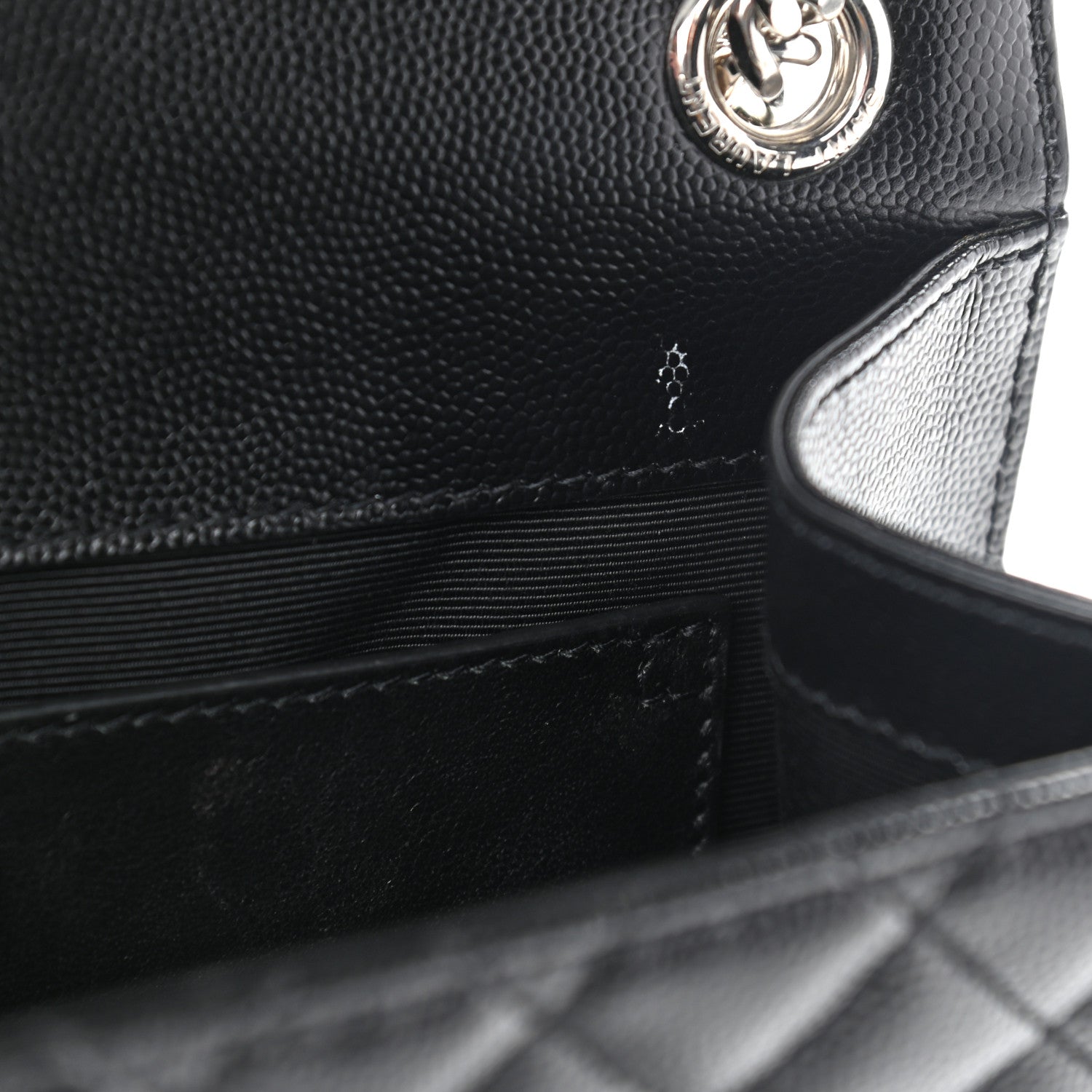 Saint Laurent Grain De Poudre Textured Mixed Matelasse Triquilt Medium Monogram Satchel Black 8 of 11