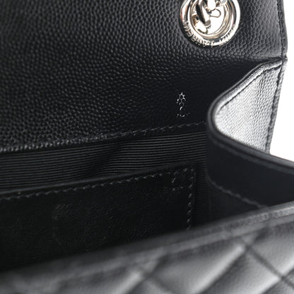 Saint Laurent Grain De Poudre Textured Mixed Matelasse Triquilt Medium Monogram Satchel Black 8 of 11