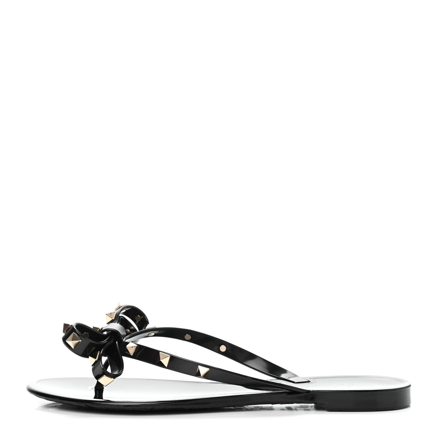 PVC Jelly Rockstud Bow Thong Sandals 39 Black