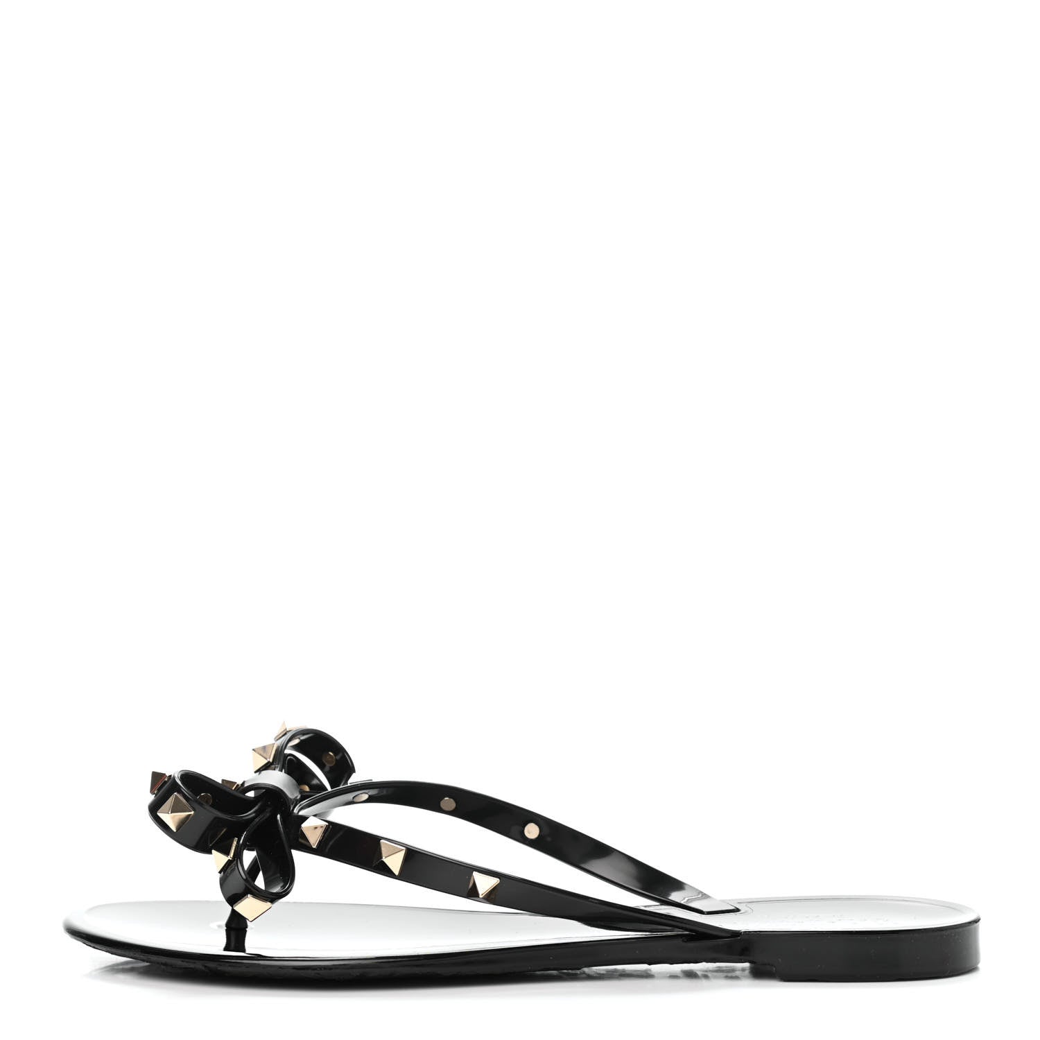 Valentino Garavani PVC Jelly Rockstud Bow Thong Sandals 39 Black 1 of 8
