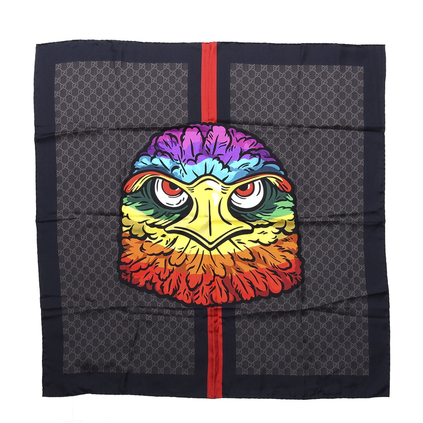 Silk Monogram Web Rainbow Eagle Scarf Multicolor