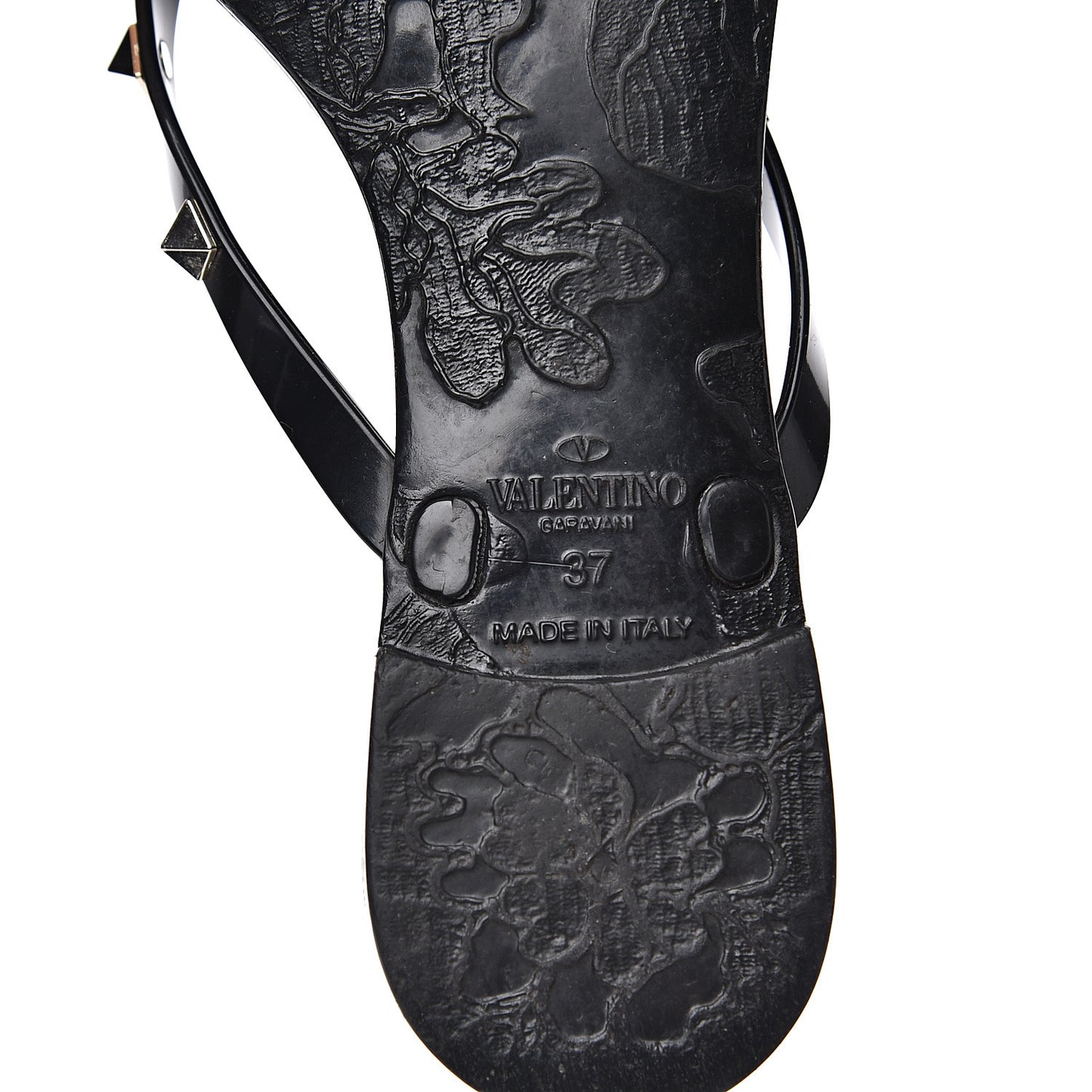 PVC Jelly Rockstud Bow Thong Sandals 37 Black