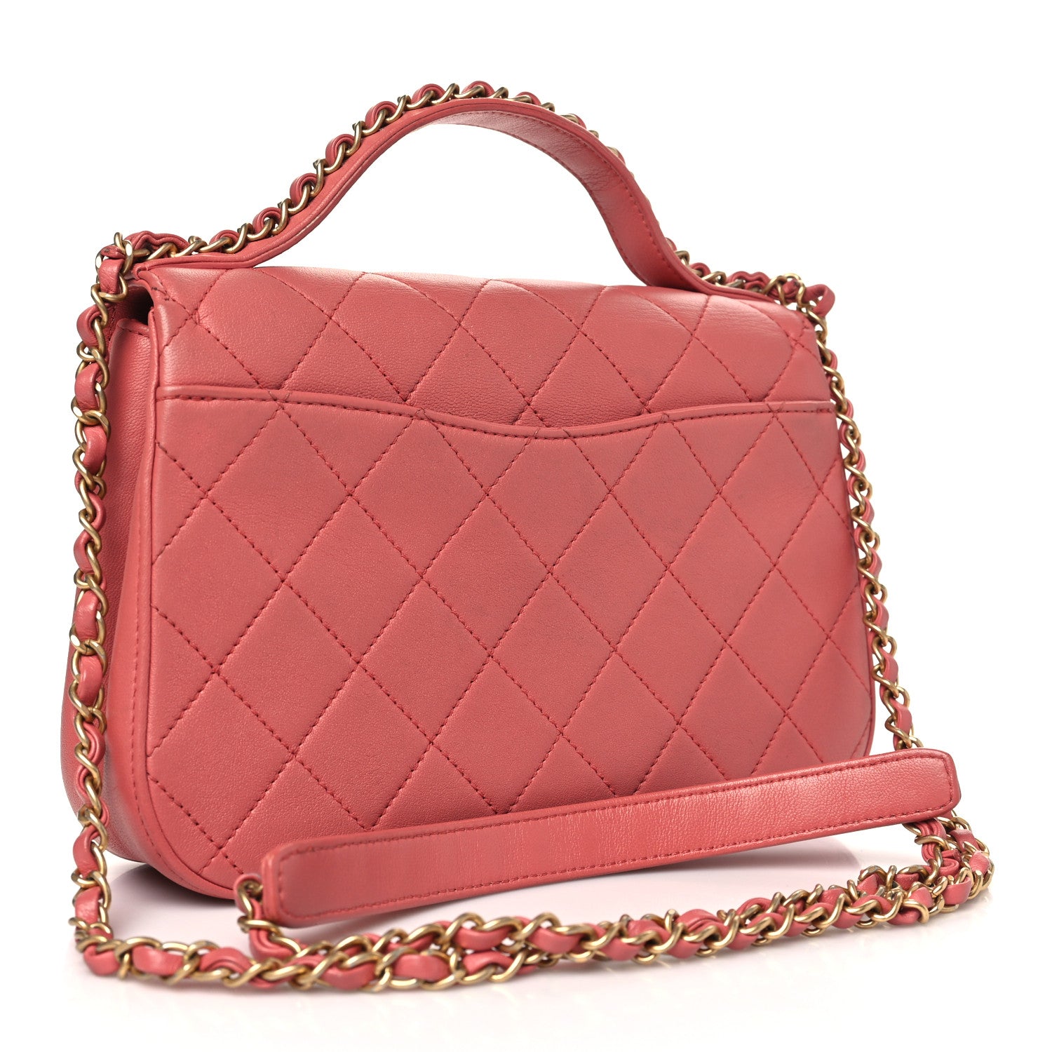 Chanel Lambskin Quilted Chain Infinity Top Handle Flap Pink 3 of 11