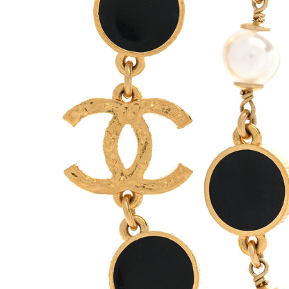 Chanel Pearl Resin CC Long Necklace Gold Black 4 of 6