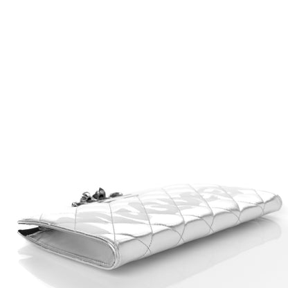 Alexander McQueen Metallic Calfskin Quilted Four Ring Knuckle Flat Clutch Silver 4 of 10