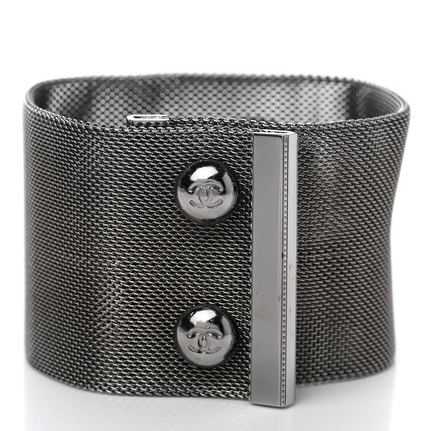 Metal Mesh CC Bracelet M Ruthenium