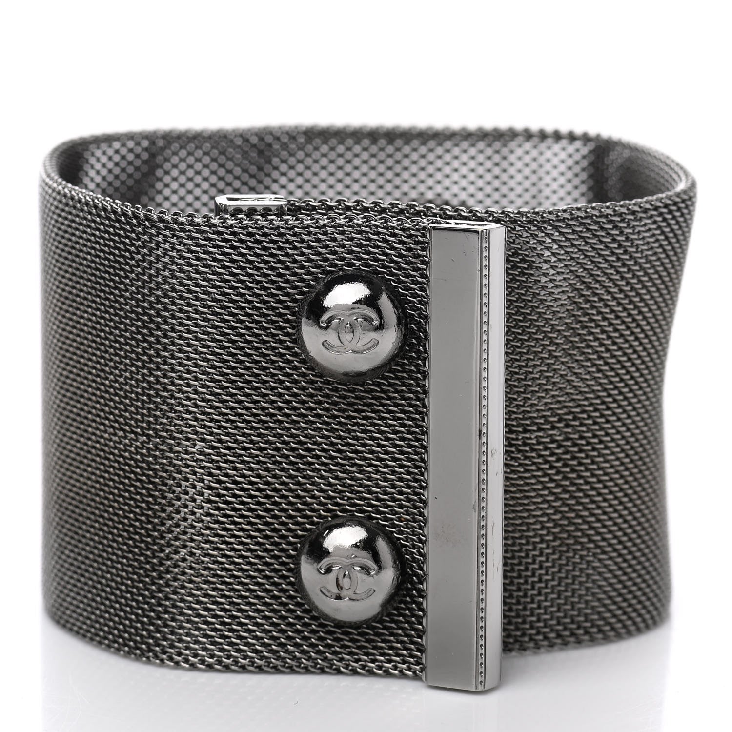 Chanel Metal Mesh CC Bracelet M Ruthenium 3 of 5
