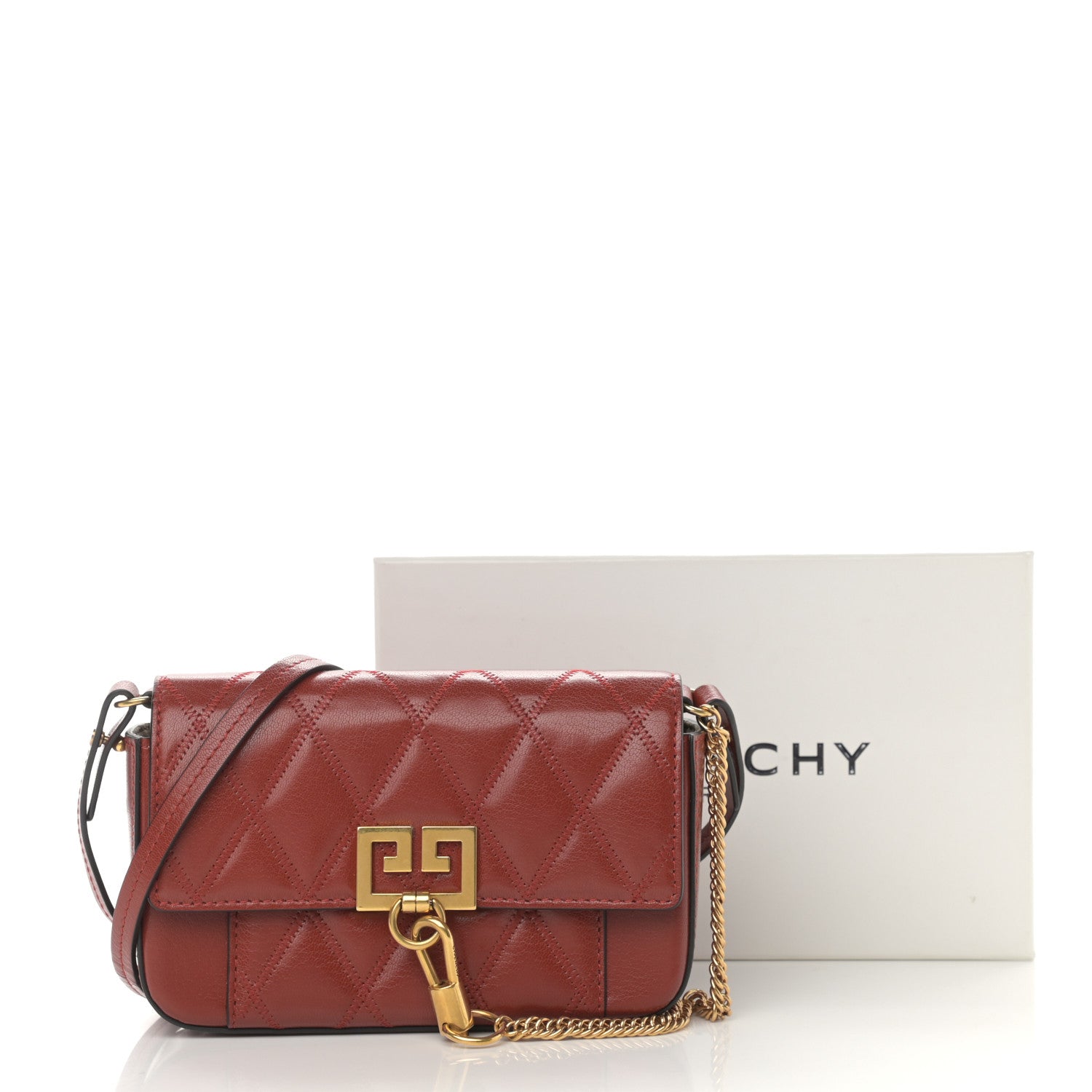 Givenchy Goatskin Quilted GV3 Mini Pocket Convertible Bag Terracotta 11 of 11