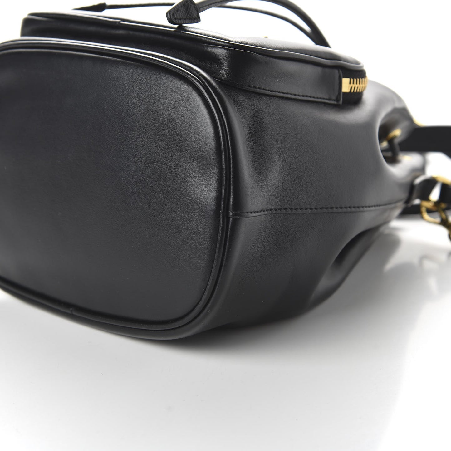 Light Calfskin Saffiano Mini Bucket Crossbody Bag Black