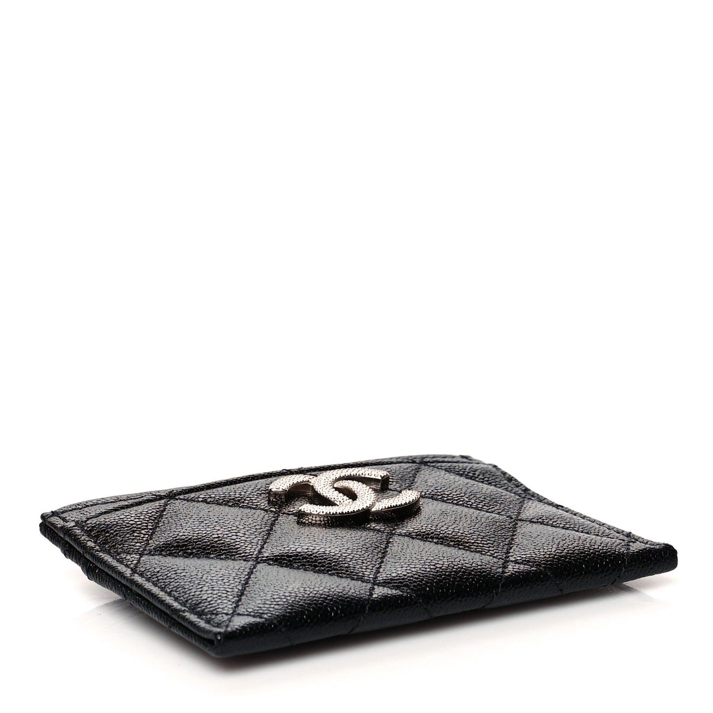 Caviar Quilted Studded CC Card Holder Black