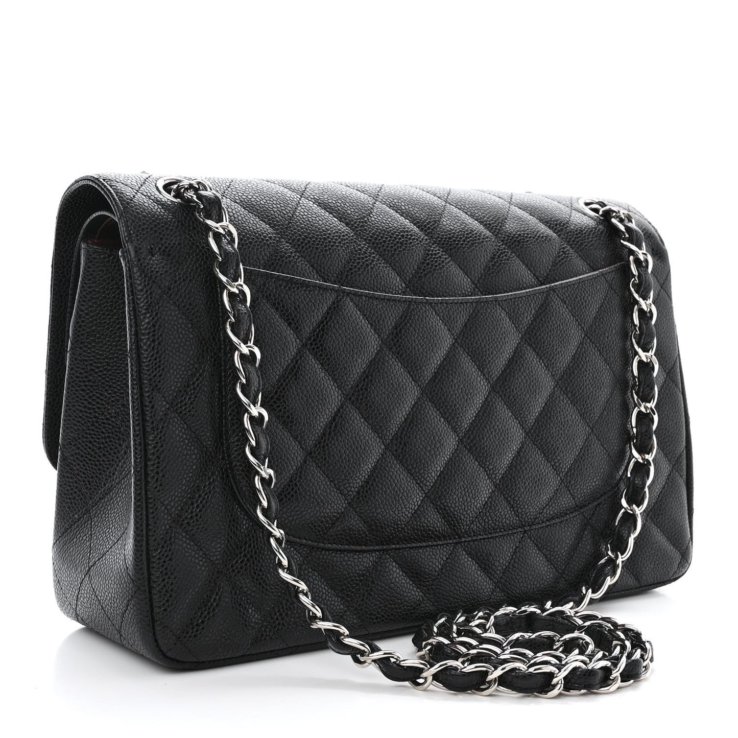 Caviar Quilted Jumbo Double Flap Black