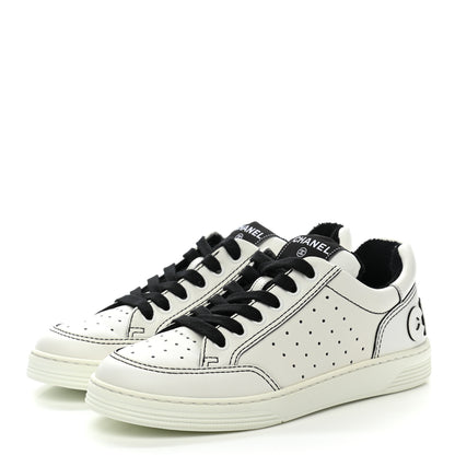 Chanel Calfskin Womens Logo Sneakers 36.5 Black White 3 of 9