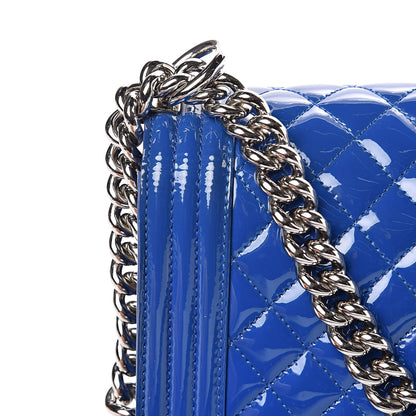 Chanel Patent Calfskin Quilted Medium Plexiglass Boy Flap Blue 8 of 13