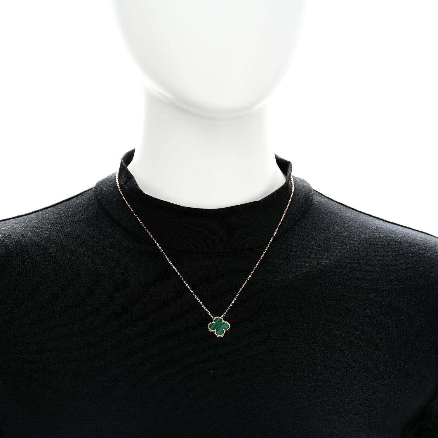 Van Cleef & Arpels 18K Yellow Gold Malachite Vintage Alhambra Pendant Necklace 2 of 6