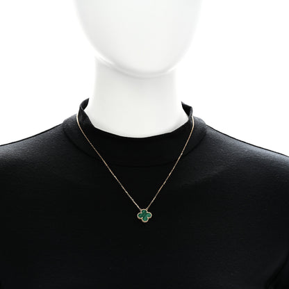 Van Cleef & Arpels 18K Yellow Gold Malachite Vintage Alhambra Pendant Necklace 2 of 6