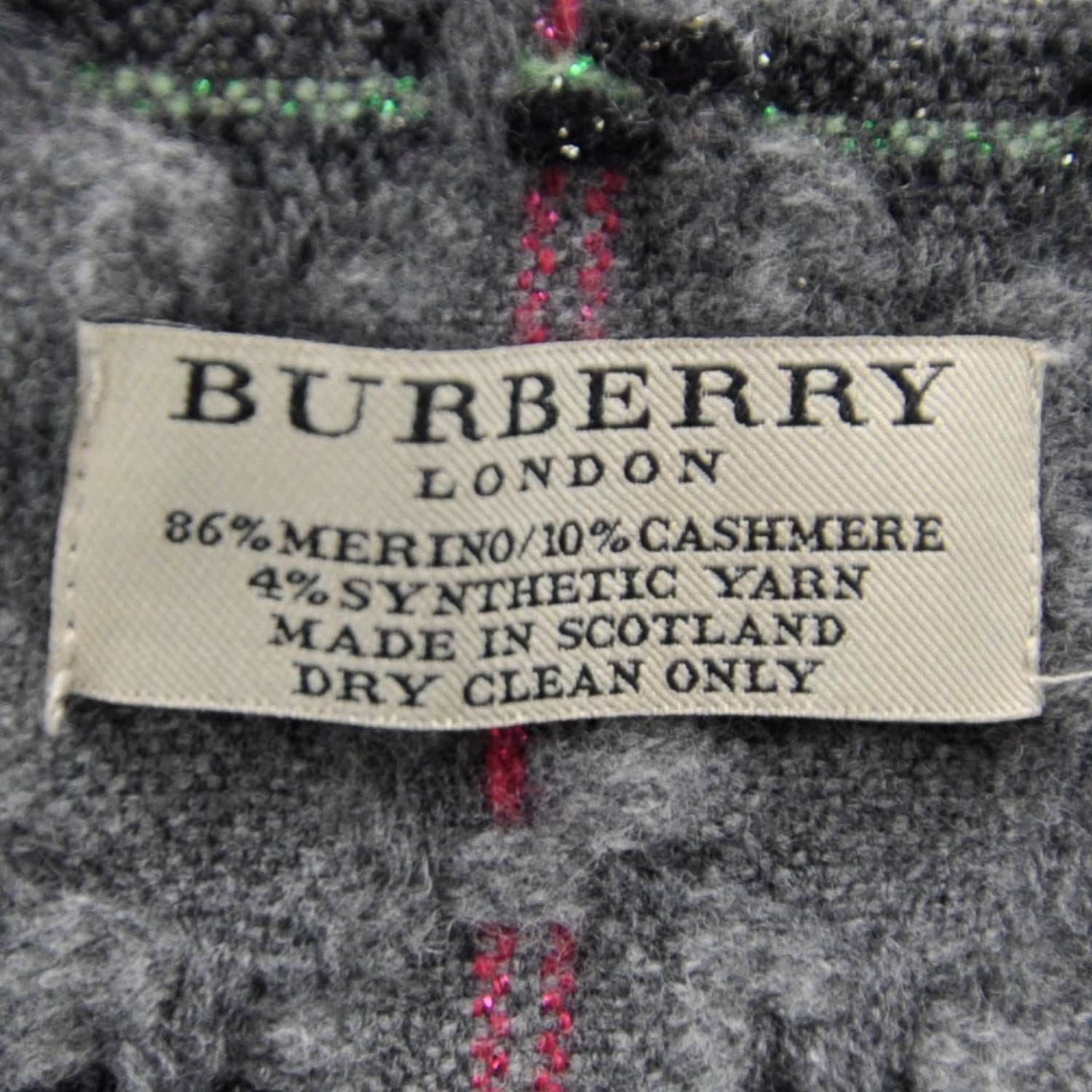 Burberry Merino Wool Cashmere Check Scarf Grey 3 of 4