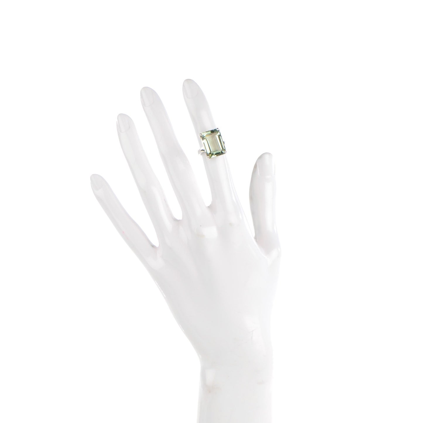 Sterling Silver Green Quartz Sparklers Cocktail Ring Sz 6