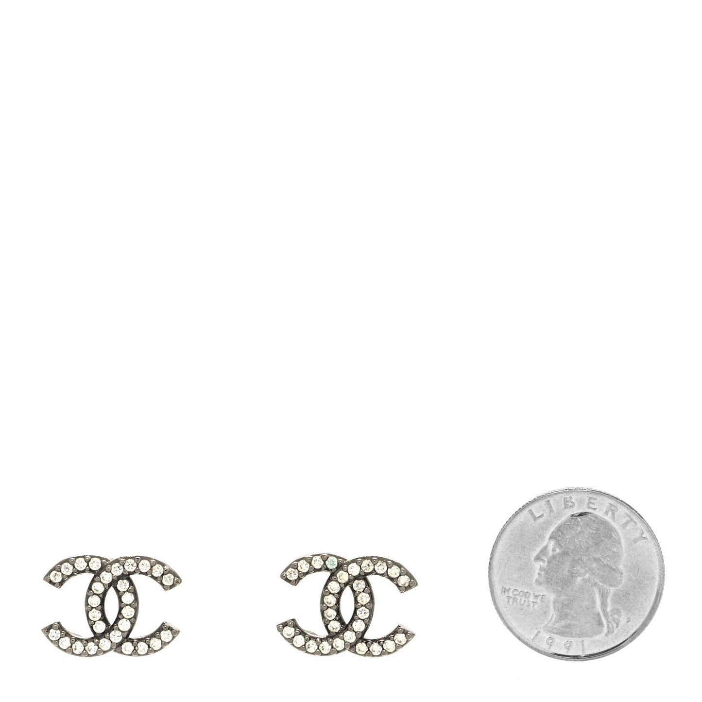 Crystal CC Earrings Silver