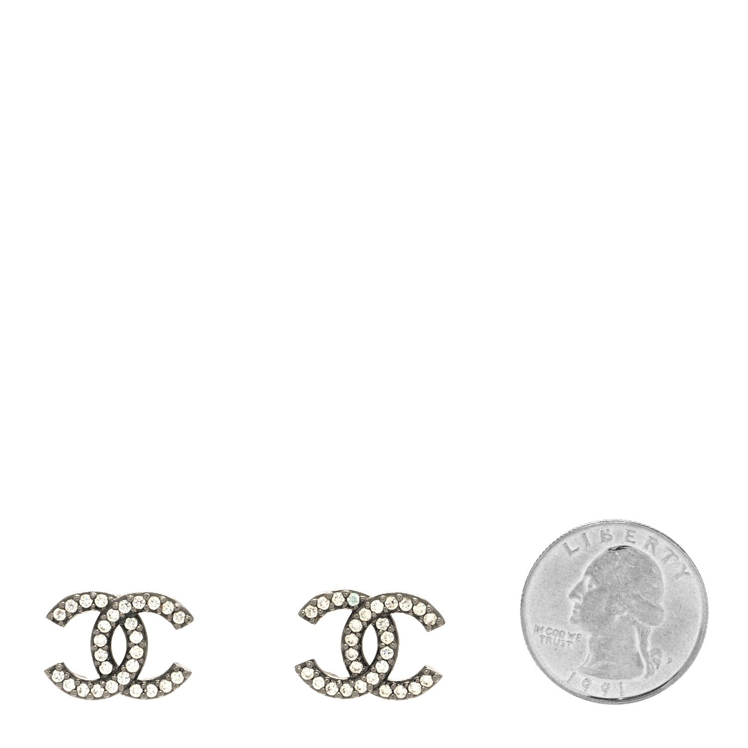 Chanel Crystal CC Earrings Silver 2 of 4