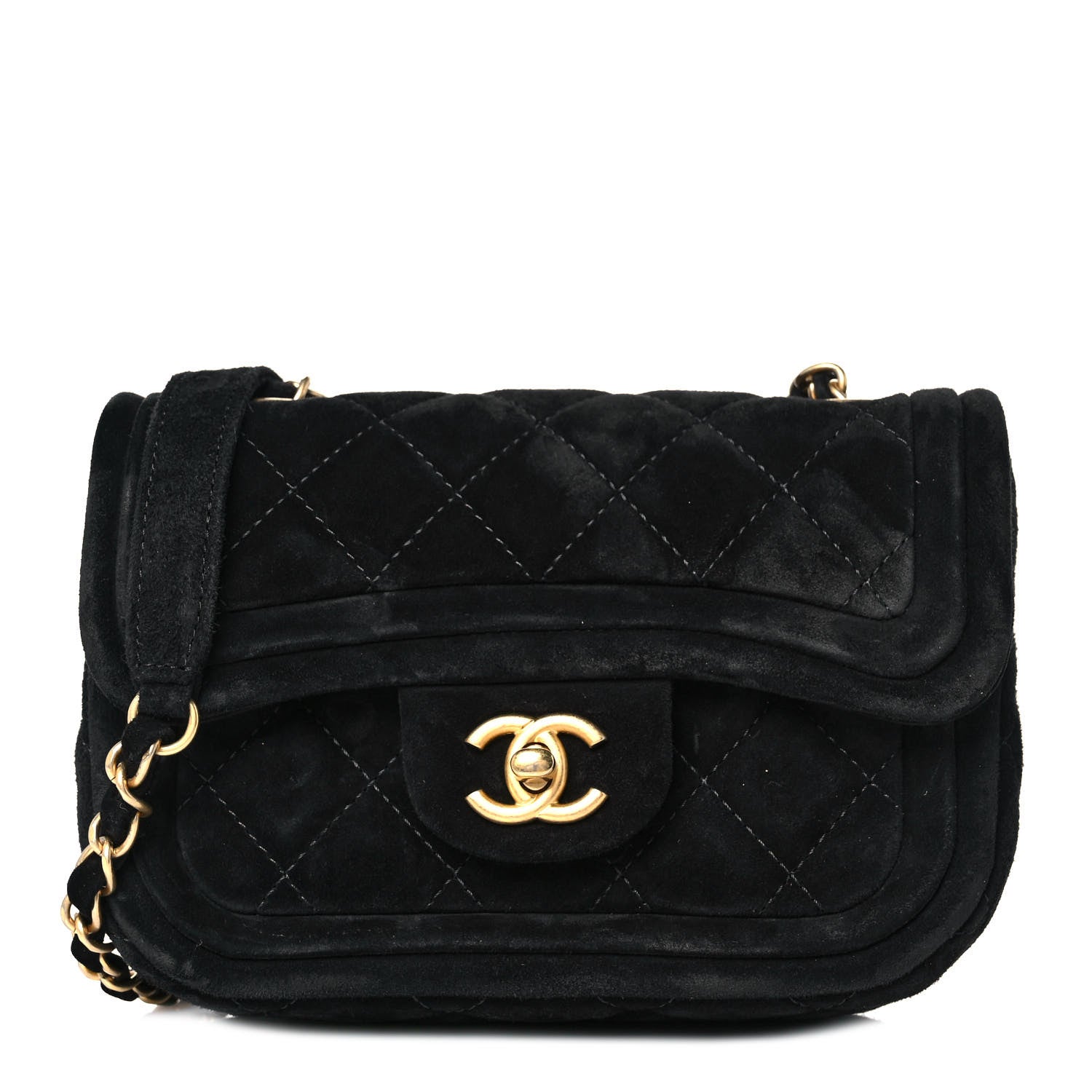Chanel Suede Quilted Mini Double Frame Flap Black 1 of 9