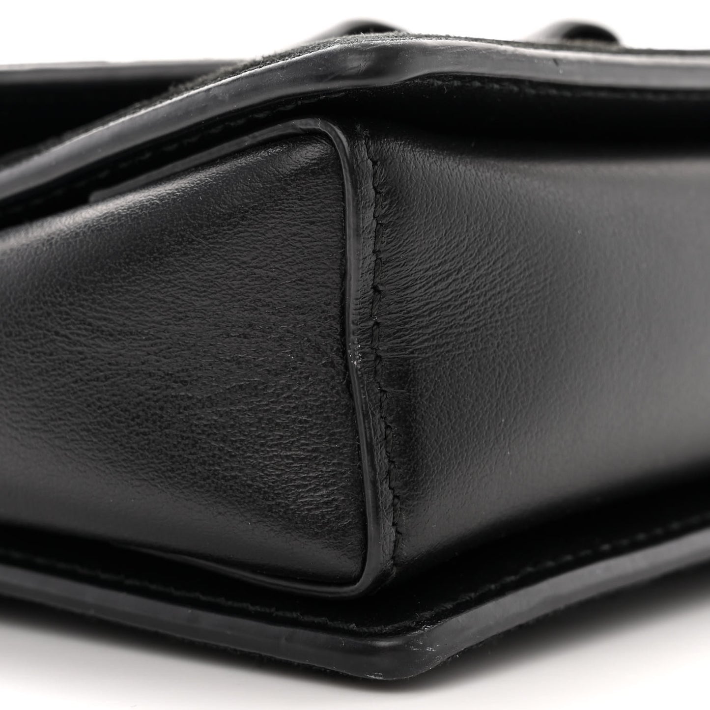 Calfskin Suede Vara Bow Chain Flap Crossbody Black