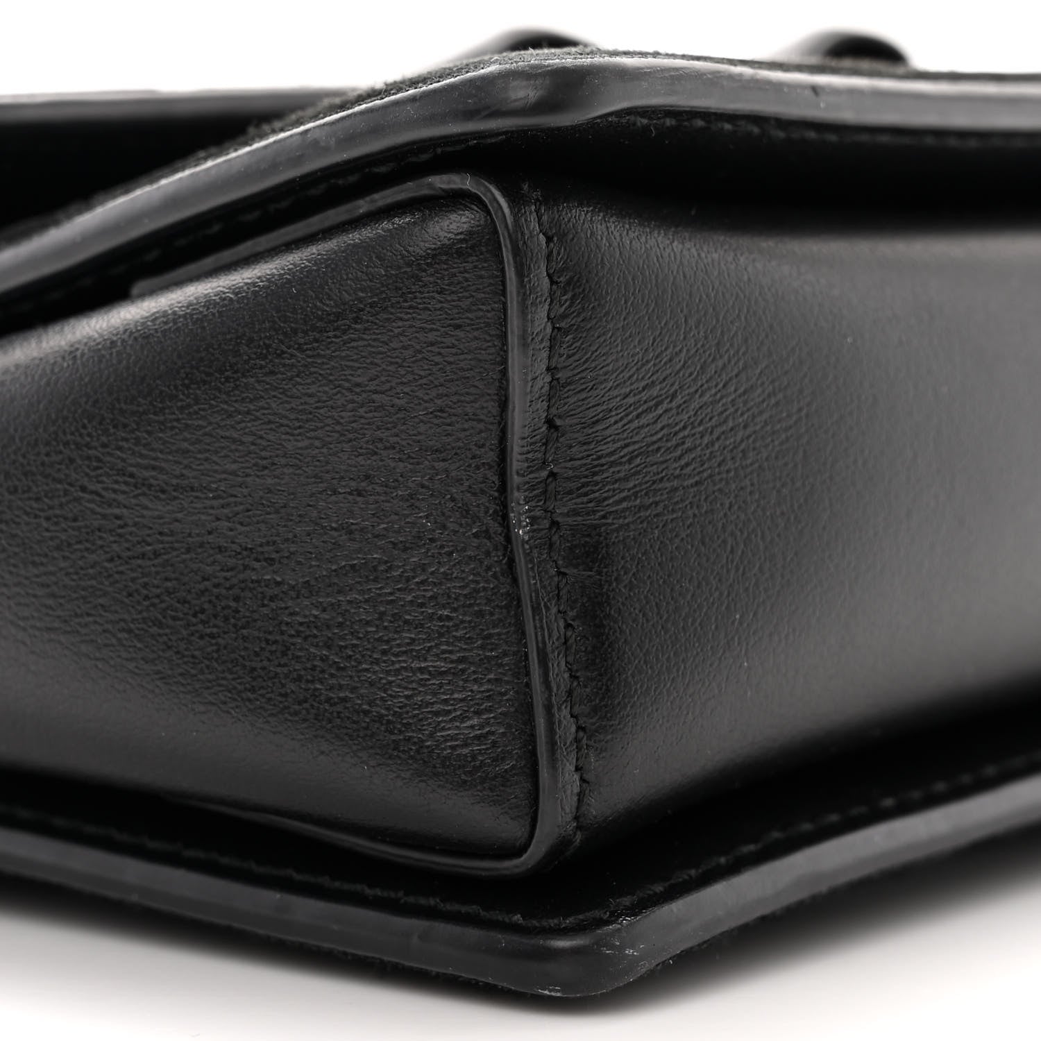 Salvatore Ferragamo Calfskin Suede Vara Bow Chain Flap Crossbody Black 9 of 15