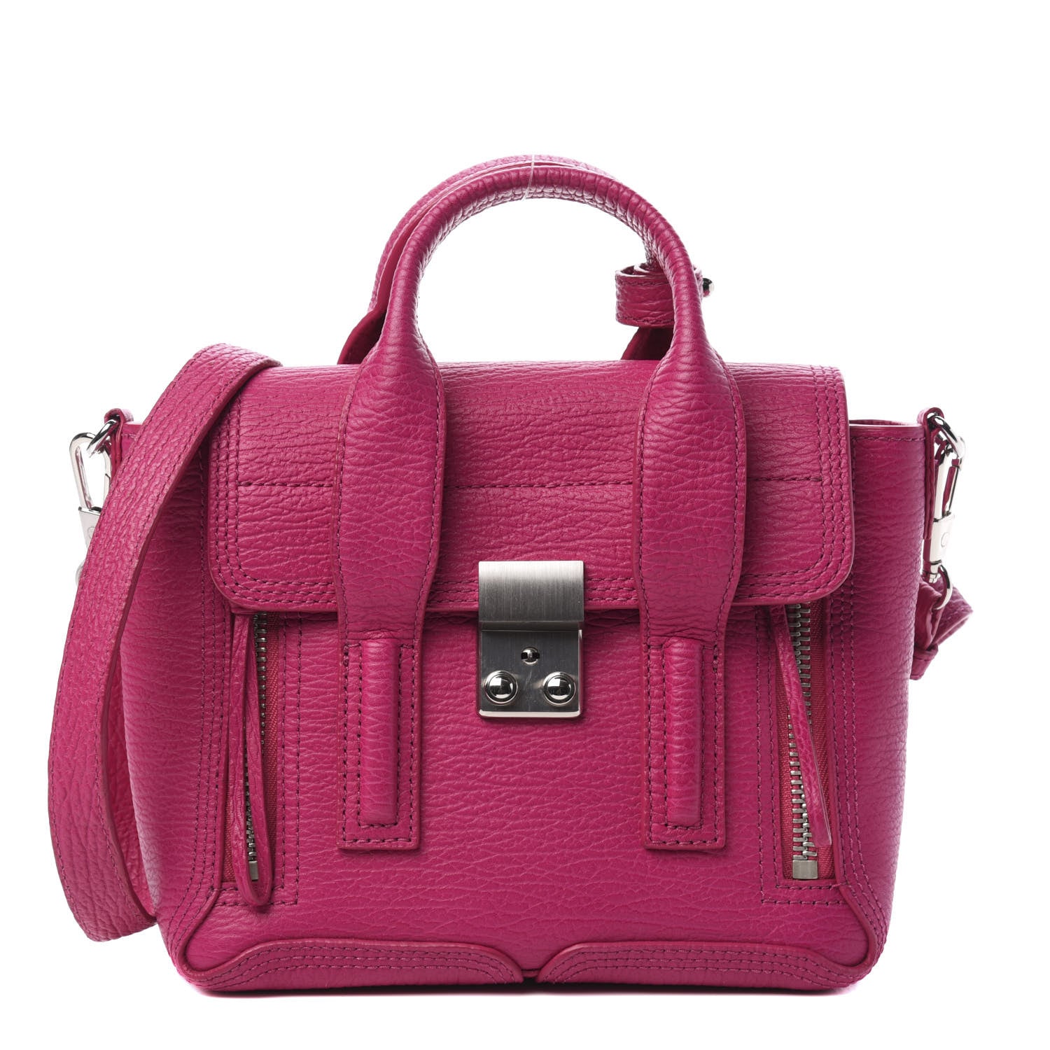 3.1 Phillip Lim Textured Calfskin Mini Pashli Satchel Magenta 1 of 11