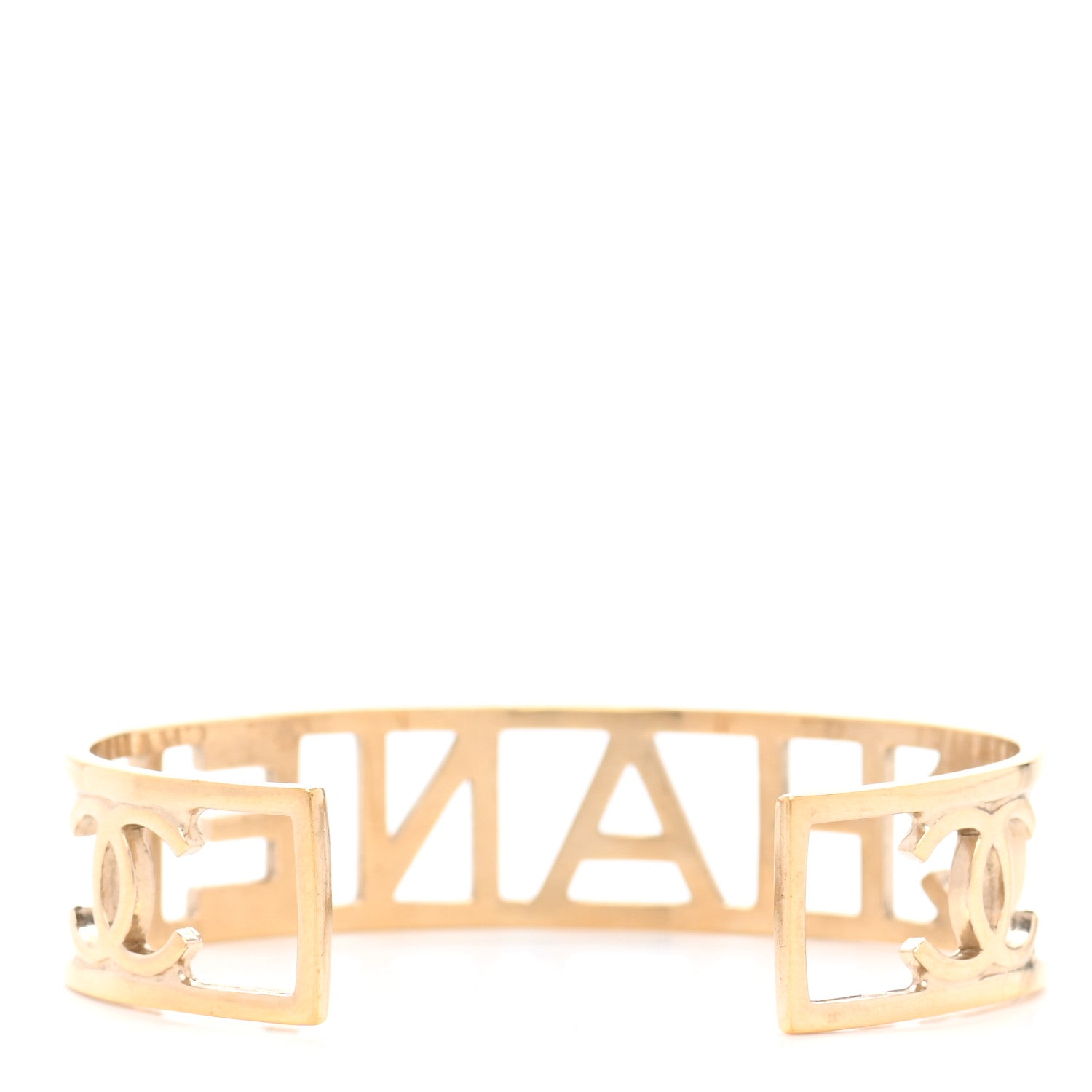 Chanel Metal Logo Cuff Gold 3 of 4