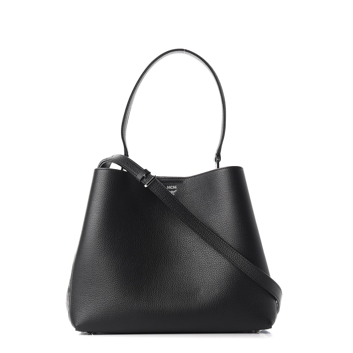 Grained Calfskin Visetos Medium Sarah Hobo Black