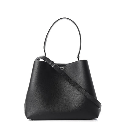 MCM Grained Calfskin Visetos Medium Sarah Hobo Black 1 of 8