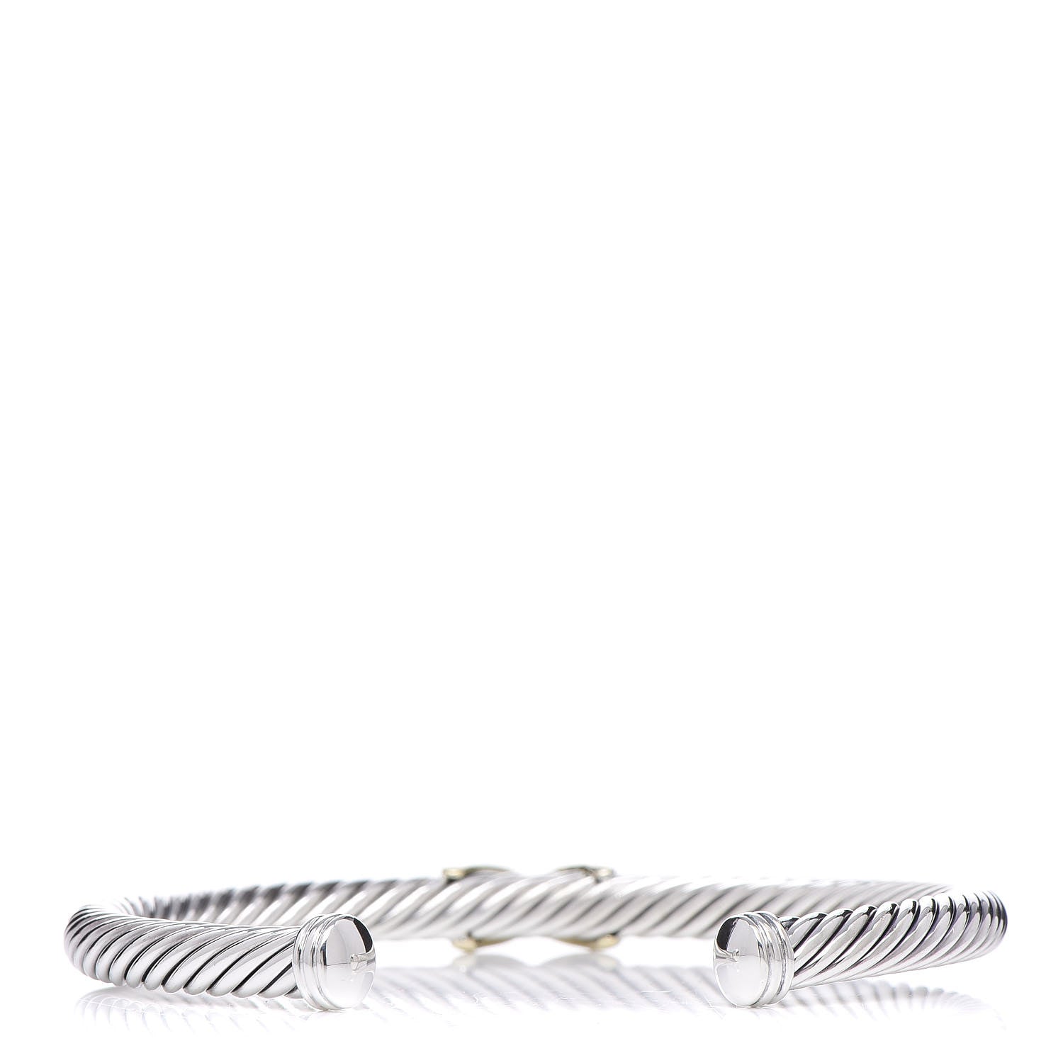 David Yurman Sterling Silver 14K Yellow Gold 5mm X Station Cable Bracelet 3 of 5