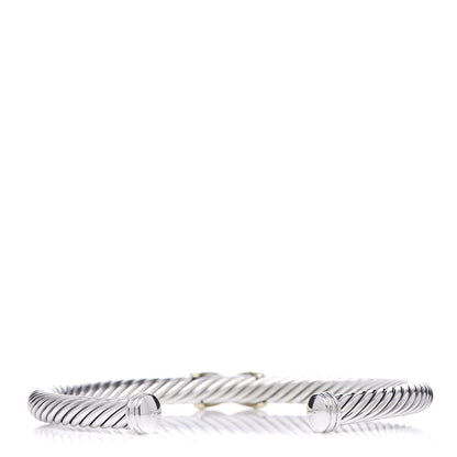 David Yurman Sterling Silver 14K Yellow Gold 5mm X Station Cable Bracelet 3 of 5