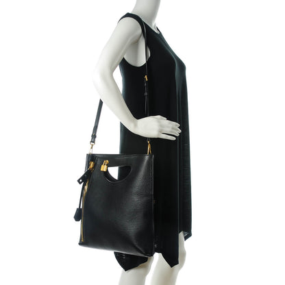 Tom Ford Pebbled Calfskin Small Alix Zip Padlock Zip Shoulder Bag Black 2 of 8