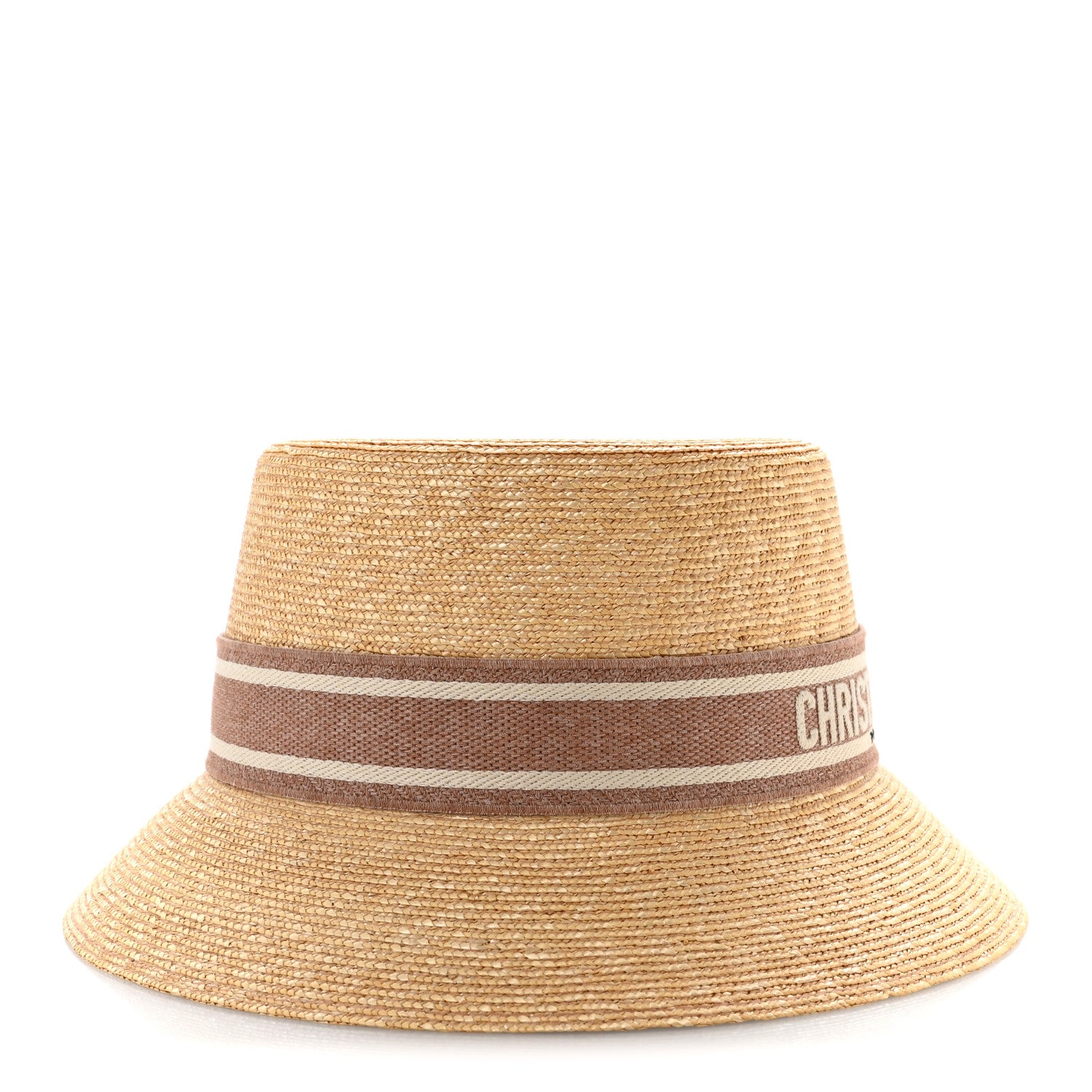 Christian Dior Straw Embroidered D-Bobby Large Brim Hat 57 Rose